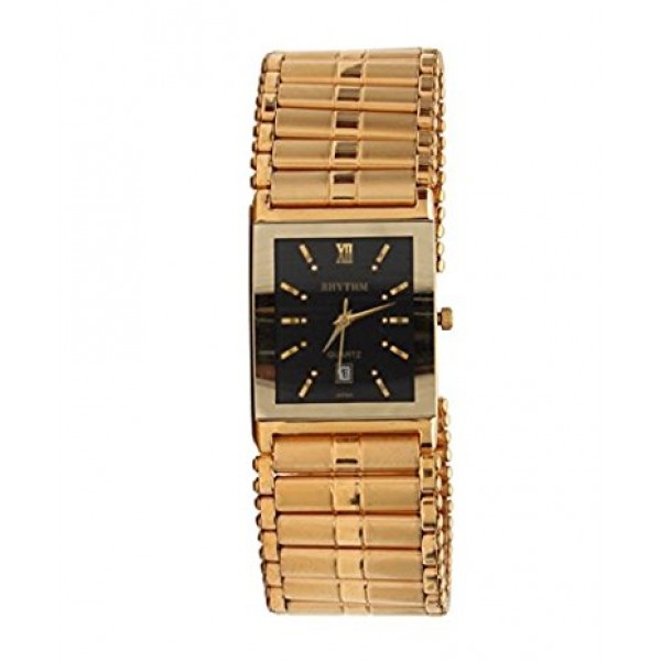 Rhythm(Japan) Men Gold Plated Wrist Watch 3.1x2.1x0.5cm